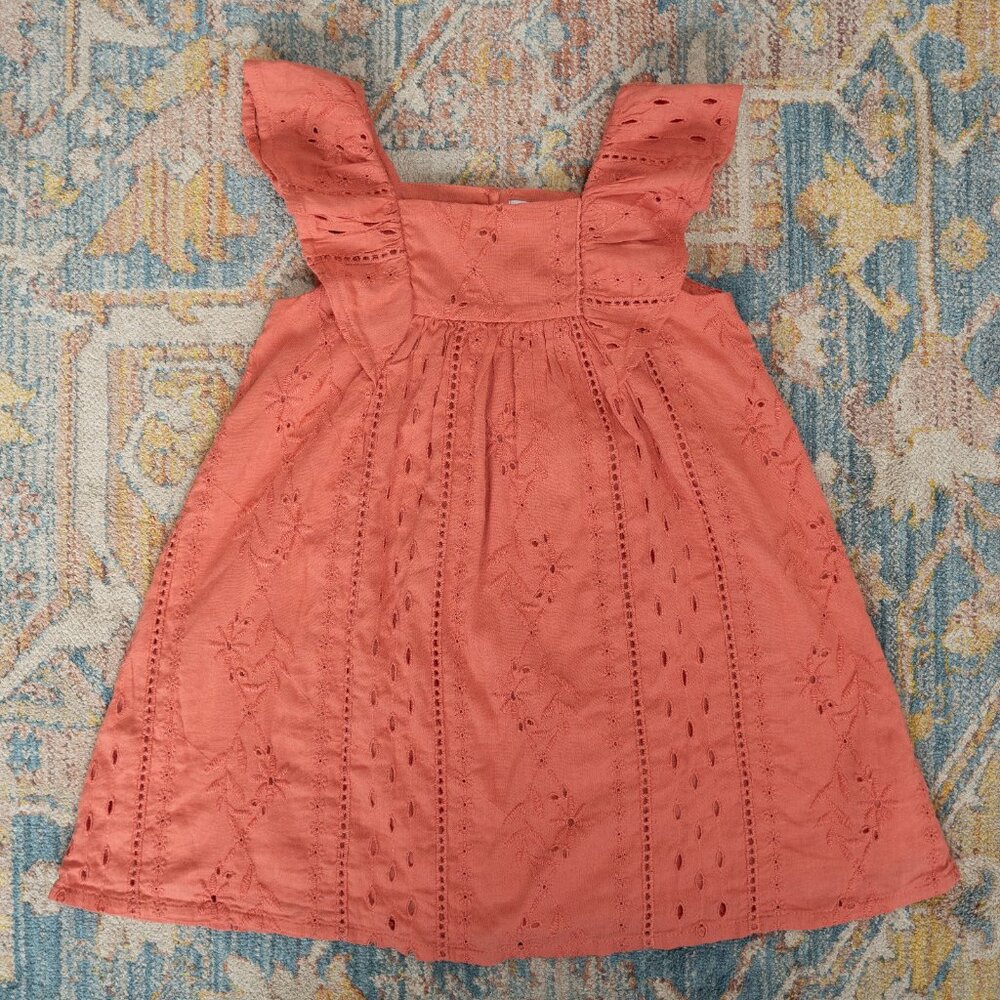 Toddler girl Light rust dress flutter sleeves 3T